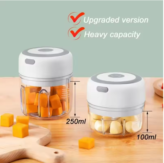 250ML Electric Mini Food Processor Wireless USB Rechargeable Garlic Chopper Portable Vegetable Onion Mincer Meat Grinder Gadget