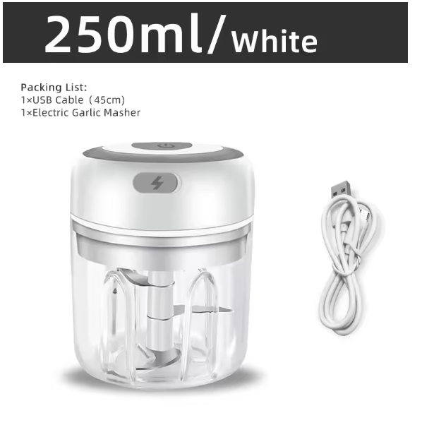 250ML Electric Mini Food Processor Wireless USB Rechargeable Garlic Chopper Portable Vegetable Onion Mincer Meat Grinder Gadget