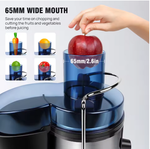 1000W Juicer Machine Whole Fruit and Vegetable Juice Extractor Stainless Steel, 500ML Capacity, 2 Speeds Adjustable
